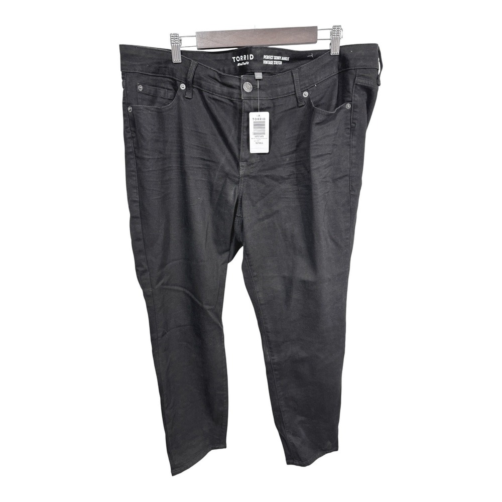 Torrid Perfect Skinny Ankle Vintage Stretch Mid-Rise Black Jeans 18 Tall New